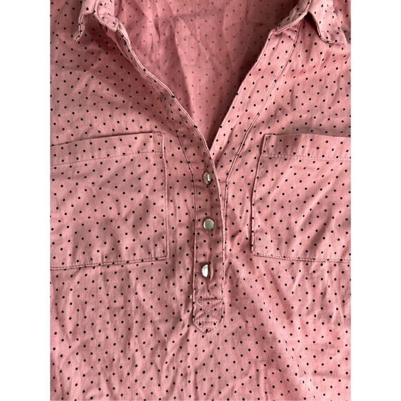New York & Co size XS half button down polka dot shirt - Picture 6 of 8